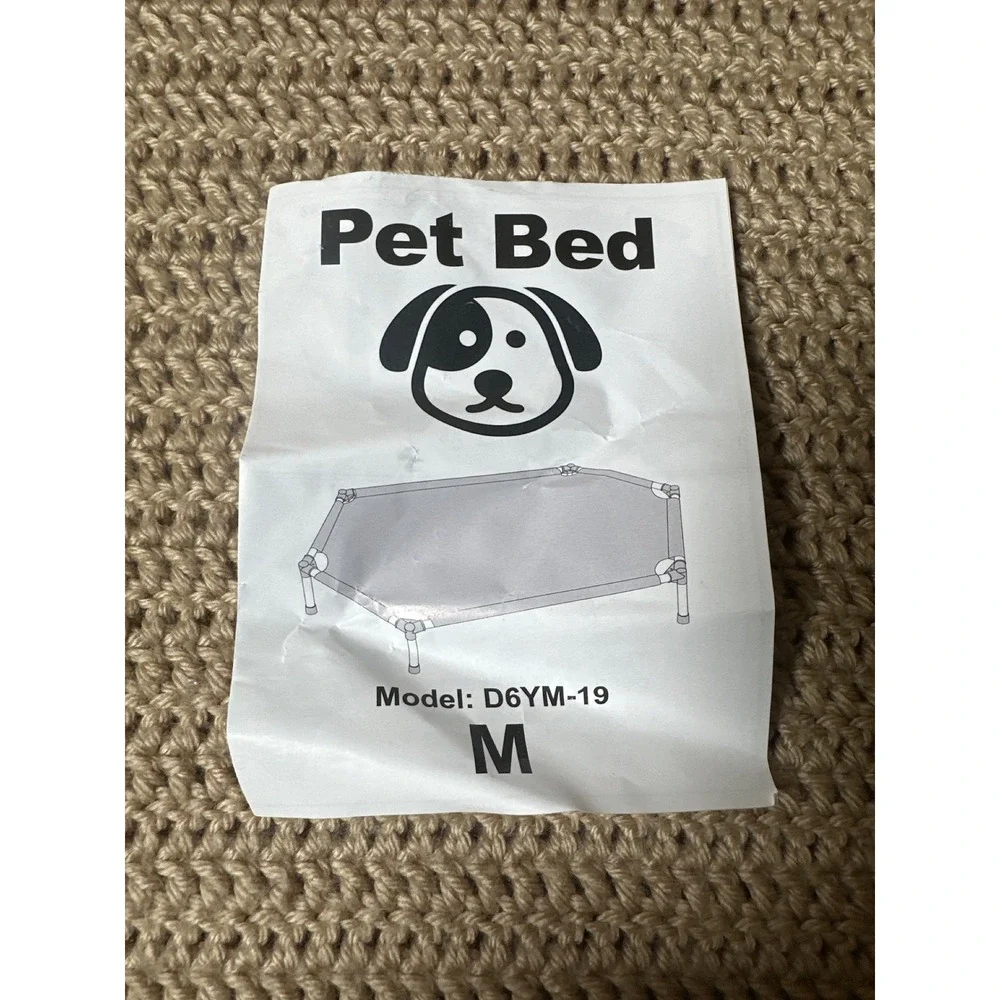 Elevated Pet Dog Bed Gray White Medium Stainless Steel Indoor Outdoor Sleep Cot